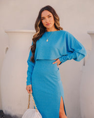 Mind, Body, Soul Ribbed Dolman Sleeve Crop Top - Electric Blue Oshnow