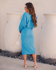 Mind, Body, Soul Ribbed Dolman Sleeve Crop Top - Electric Blue Oshnow