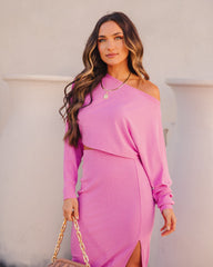 Mind, Body, Soul Ribbed Dolman Sleeve Crop Top - Pink Oshnow