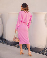 Mind, Body, Soul Ribbed Dolman Sleeve Crop Top - Pink Oshnow