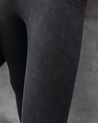 Mineral Ribbed High-Rise Leggings - Black Oshnow