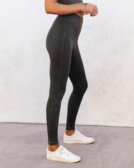 Mineral Ribbed High-Rise Leggings - Olive Oshnow