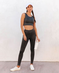 Mineral Ribbed High-Rise Leggings - Olive Oshnow