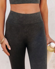 Mineral Ribbed High-Rise Leggings - Olive Oshnow