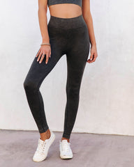 Mineral Ribbed High-Rise Leggings - Olive Oshnow