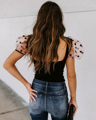 Minnie Ruched Puff Sleeve Bodysuit - SALE Oshnow