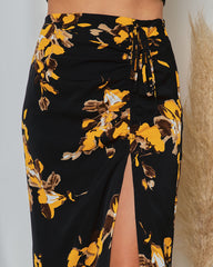 Miramar Floral Ruched Midi Skirt Oshnow