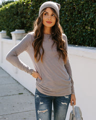 Miranda Long Sleeve Top - Light Grey Oshnow