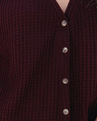 Miriam Button Down Knit Top - Merlot Oshnow