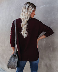Miriam Button Down Knit Top - Merlot Oshnow