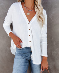 Miriam Button Down Knit Top - White Oshnow