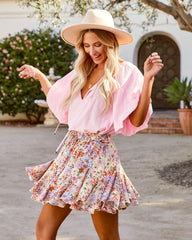 Mirian Floral Ruffle Mini Skort - Natural Multi Oshnow