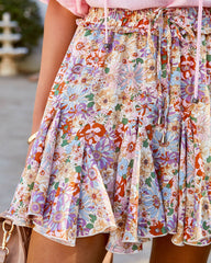 Mirian Floral Ruffle Mini Skort - Natural Multi Oshnow