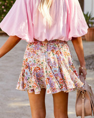 Mirian Floral Ruffle Mini Skort - Natural Multi Oshnow