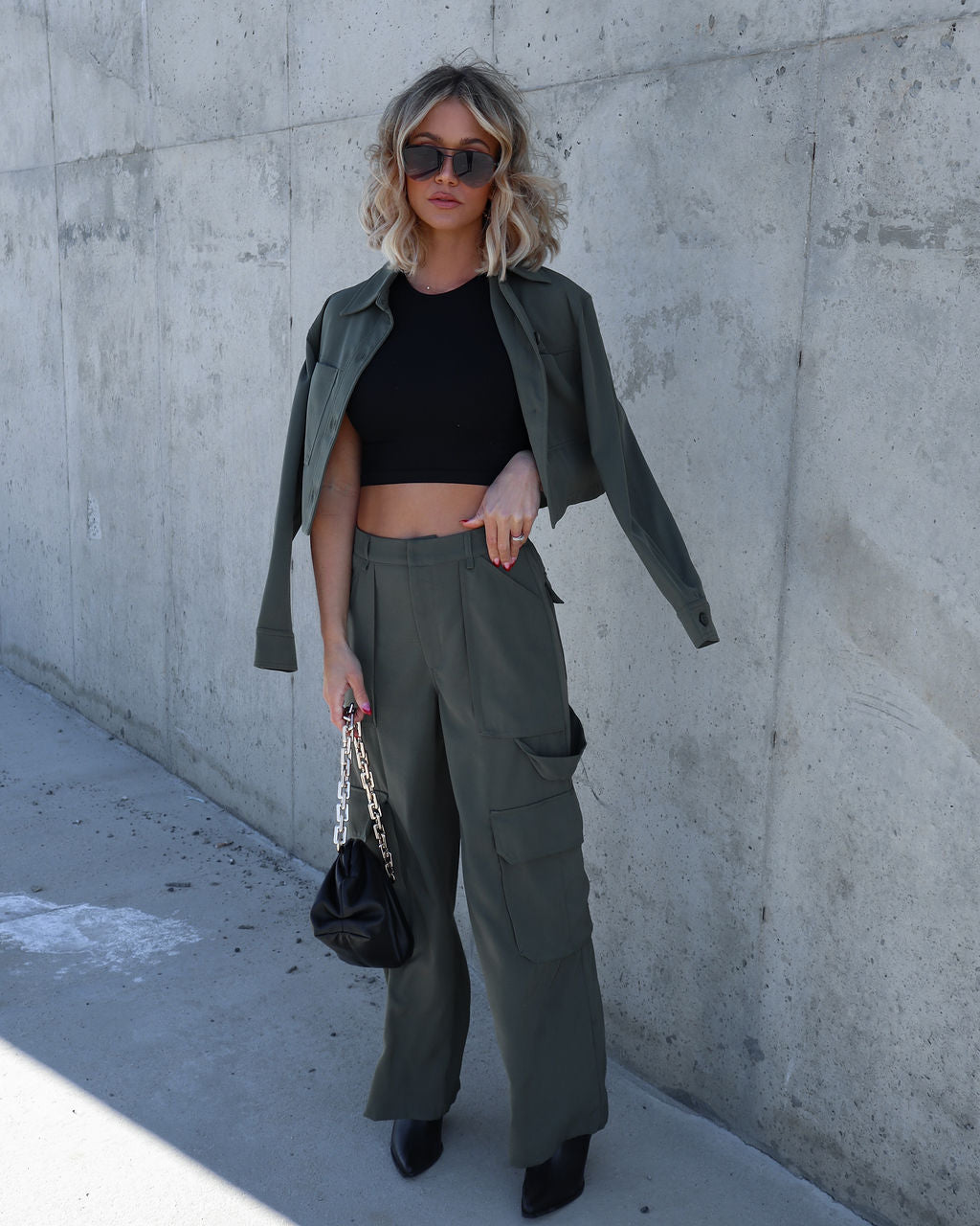 Mission Possible Cargo Wide Leg Pants - Olive Oshnow