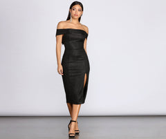 Misty Off Shoulder Glitter Dress Oshnow