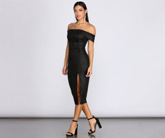Misty Off Shoulder Glitter Dress Oshnow