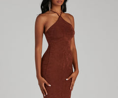 Moira Formal Open Back Lurex Dress Oshnow