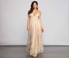 Mona Formal Plunging Glitter Dress Oshnow