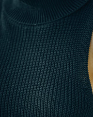 Monty Cotton Sleeveless Turtleneck Top - Black Oshnow