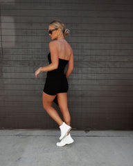 Moon City Bustier Romper - Black Oshnow
