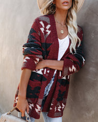 Moraga Pocketed Aztec Cardigan - Brick Oshnow