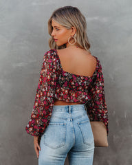 My Oh My Floral Tie Front Crop Blouse Oshnow