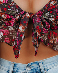 My Oh My Floral Tie Front Crop Blouse Oshnow