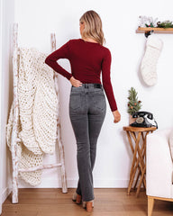 My Own Muse Asymmetrical Neck Bodysuit - Chocolate Oshnow