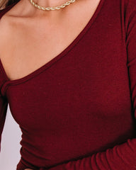 My Own Muse Asymmetrical Neck Bodysuit - Chocolate Oshnow