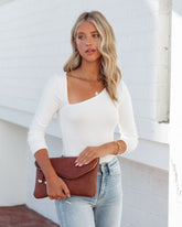 My Own Muse Asymmetrical Neck Bodysuit - White Oshnow