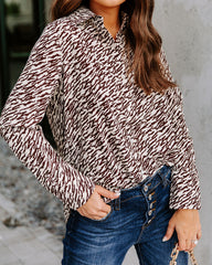 Mylie Printed Button Down Blouse Oshnow