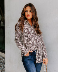 Mylie Printed Button Down Blouse Oshnow
