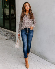 Mylie Printed Button Down Blouse Oshnow