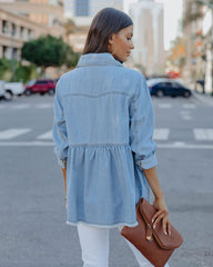 Myres Cotton Chambray Babydoll Top Oshnow