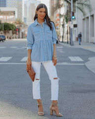 Myres Cotton Chambray Babydoll Top Oshnow