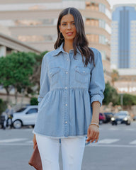 Myres Cotton Chambray Babydoll Top Oshnow