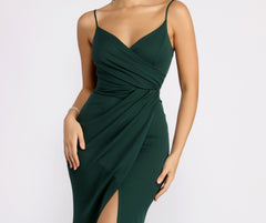 Nadia Formal Crepe Wrap Dress Oshnow