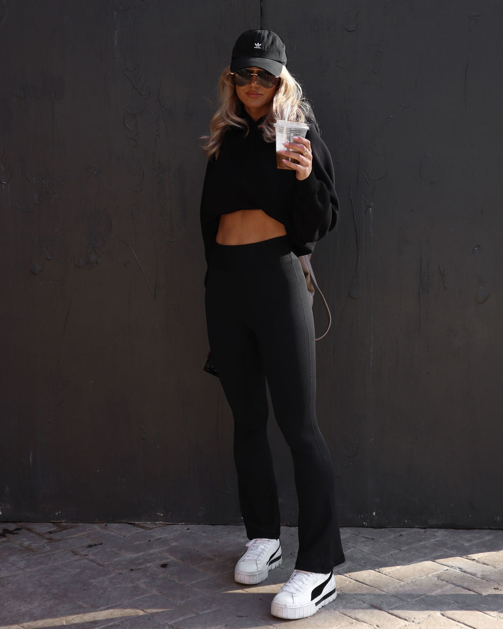 Namaste Mindset Ribbed Pants - Black Oshnow