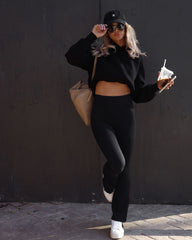 Namaste Mindset Ribbed Pants - Black Oshnow