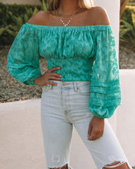 Nanette Textured Off The Shoulder Blouse - Teal Oshnow
