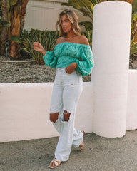 Nanette Textured Off The Shoulder Blouse - Teal Oshnow