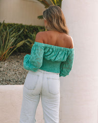 Nanette Textured Off The Shoulder Blouse - Teal Oshnow