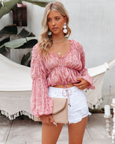 Narcisse Billowed Crop Drawstring Blouse Oshnow