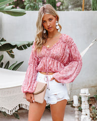 Narcisse Billowed Crop Drawstring Blouse Oshnow