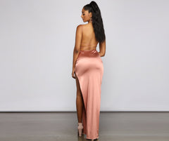 Nat Formal Backless Satin Dress Oshnow