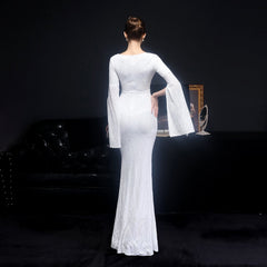 Natalie Open Sleeve Formal Sequined Mermaid Dress Oshnow