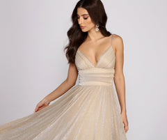 Natalie Sleeveless A-Line Mesh Formal Dress Oshnow