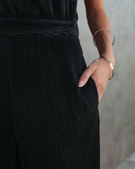 Naya Pocketed Plisse Jumpsuit - Black Oshnow