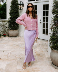 Naya Satin Midi Skirt - Lilac Oshnow